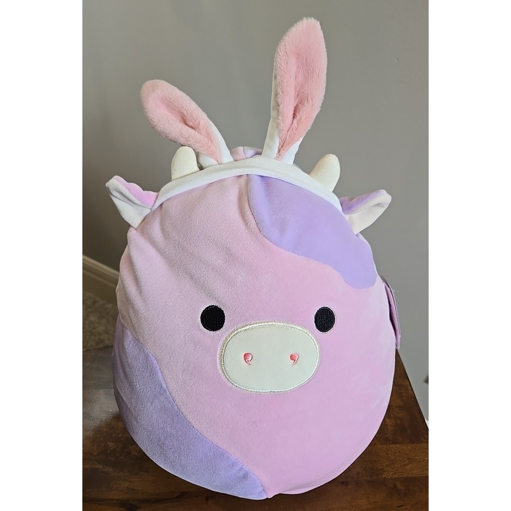 Squishmallows Patty the Cow Bunny Ears Pink 11" Stuffed Plush Animal Toy NEW